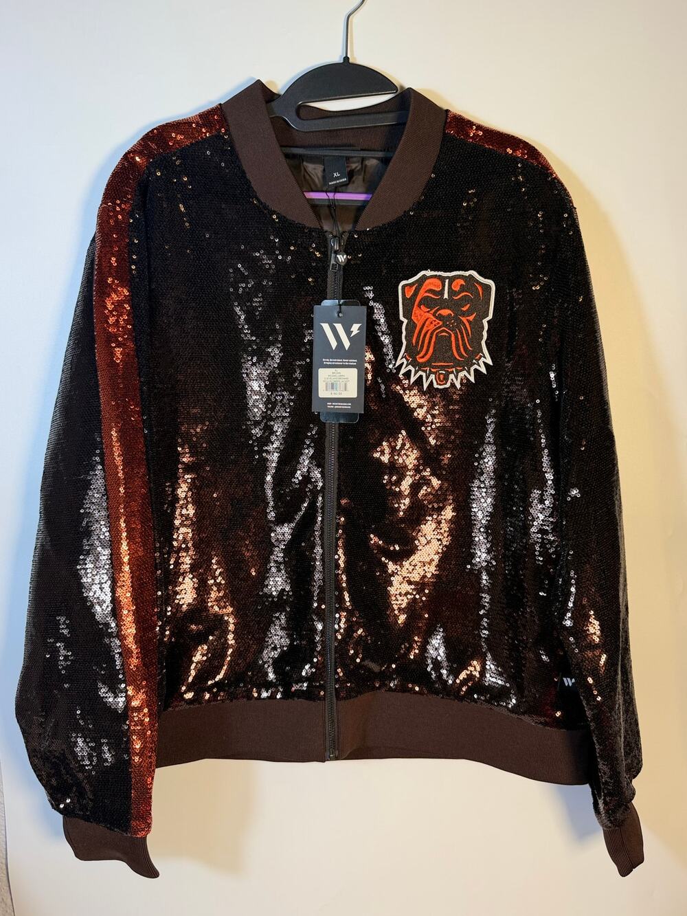 The Wild Collective Cleveland Browns Sequin Ombre Bomber Jacket – Women's XL-NWT